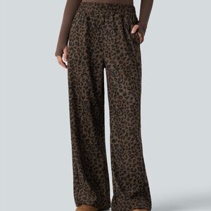 Halara Corduroy Leopard Print Wide-Leg Pants